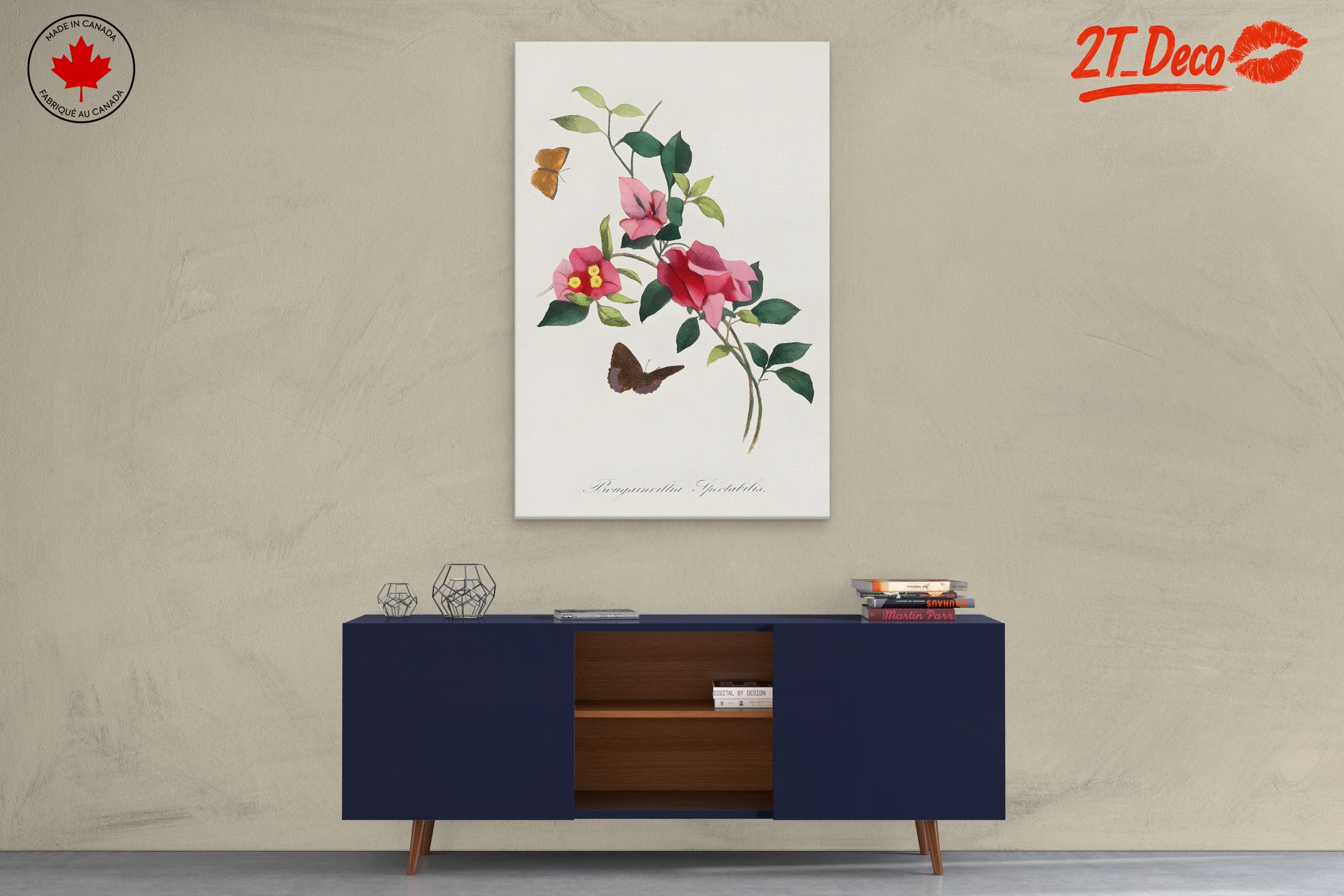Bougainvillea Flower Art with Butterflies - Image 3