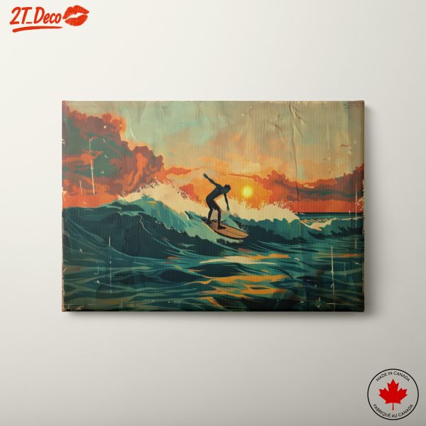 Surfer Riding Waves at Sunset 3