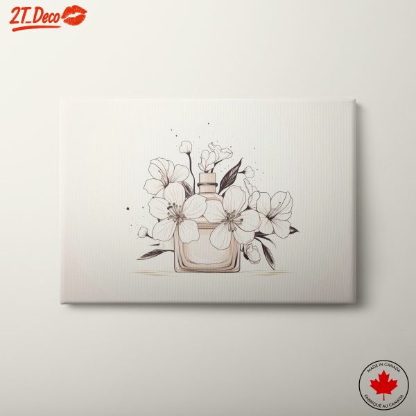 Floral Abstract Art with Perfume Bottle