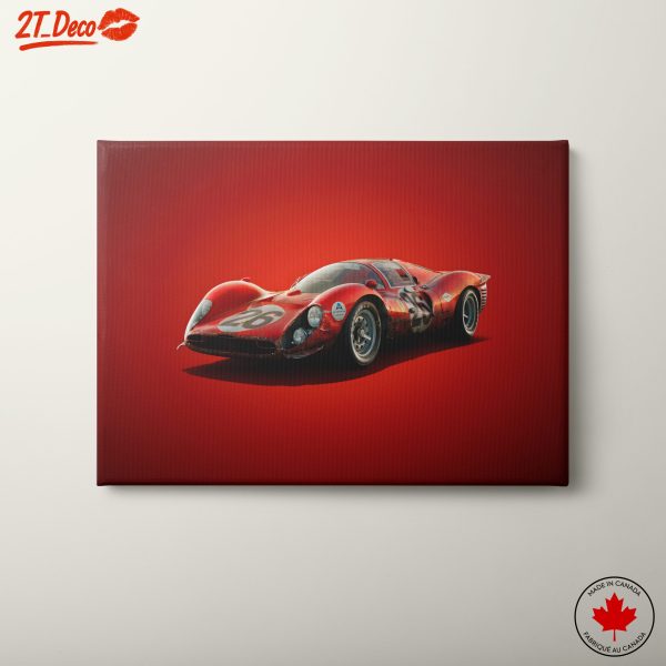 Vintage Racing Car on Bold Red Background