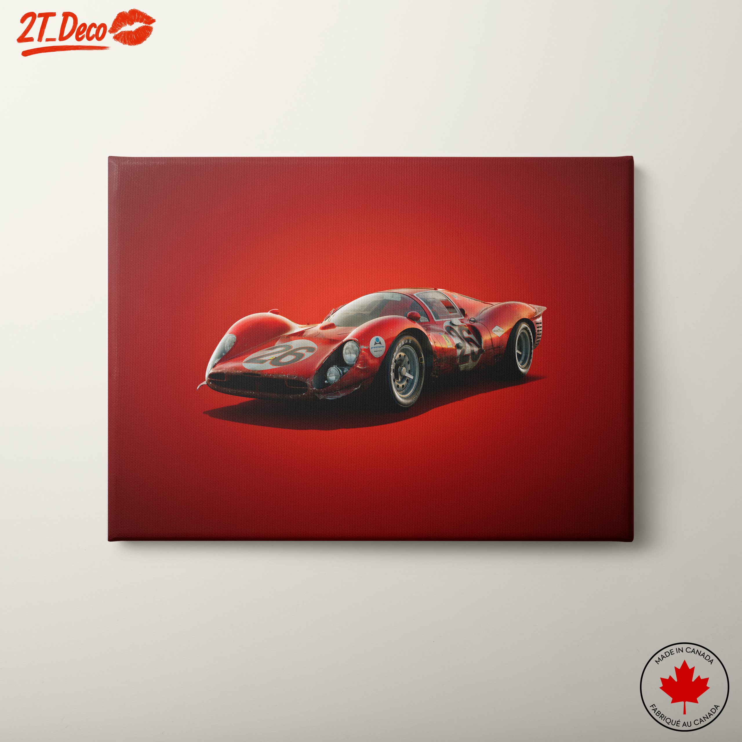 Vintage Racing Car on Bold Red Background
