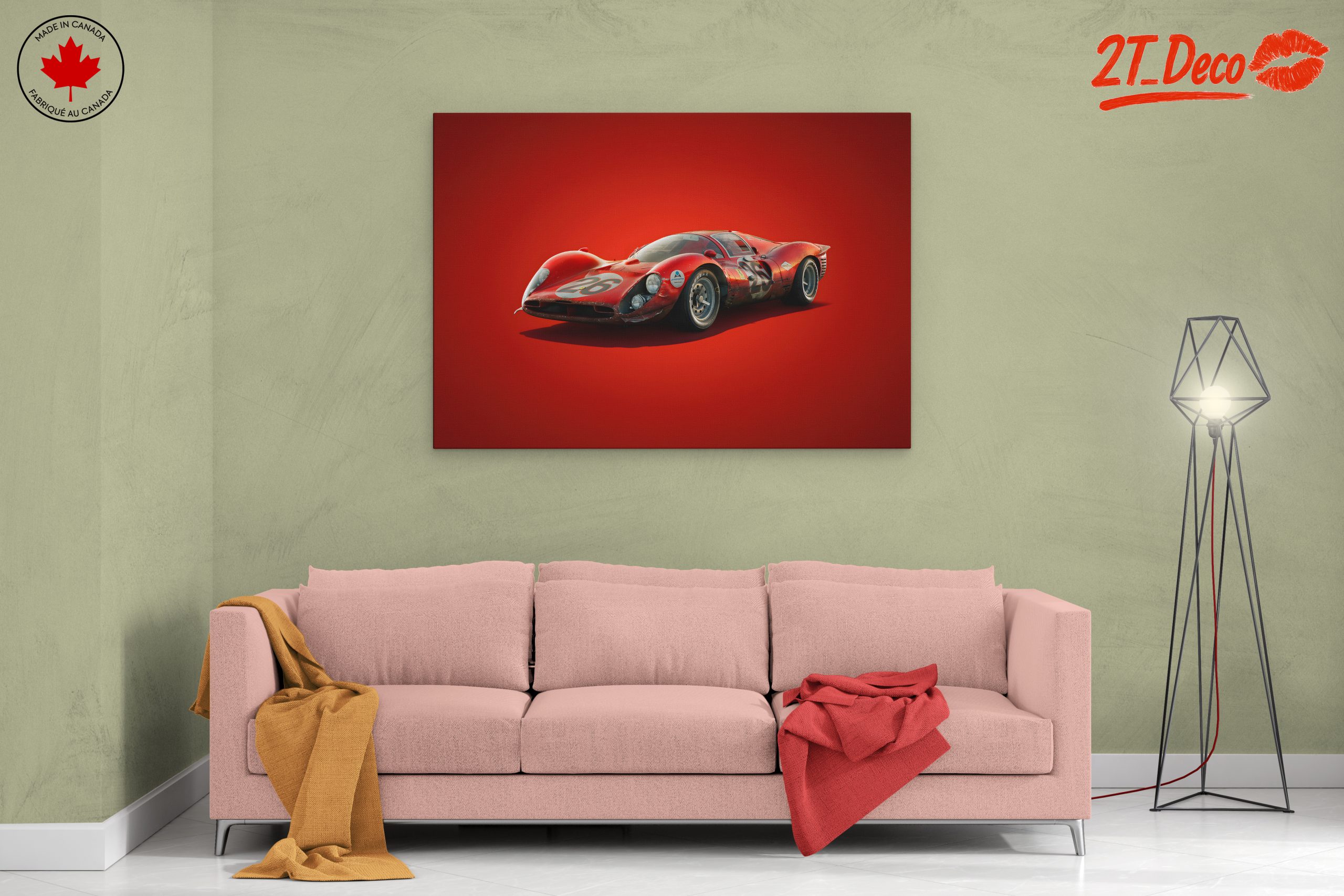 Vintage Racing Car on Bold Red Background - Image 2