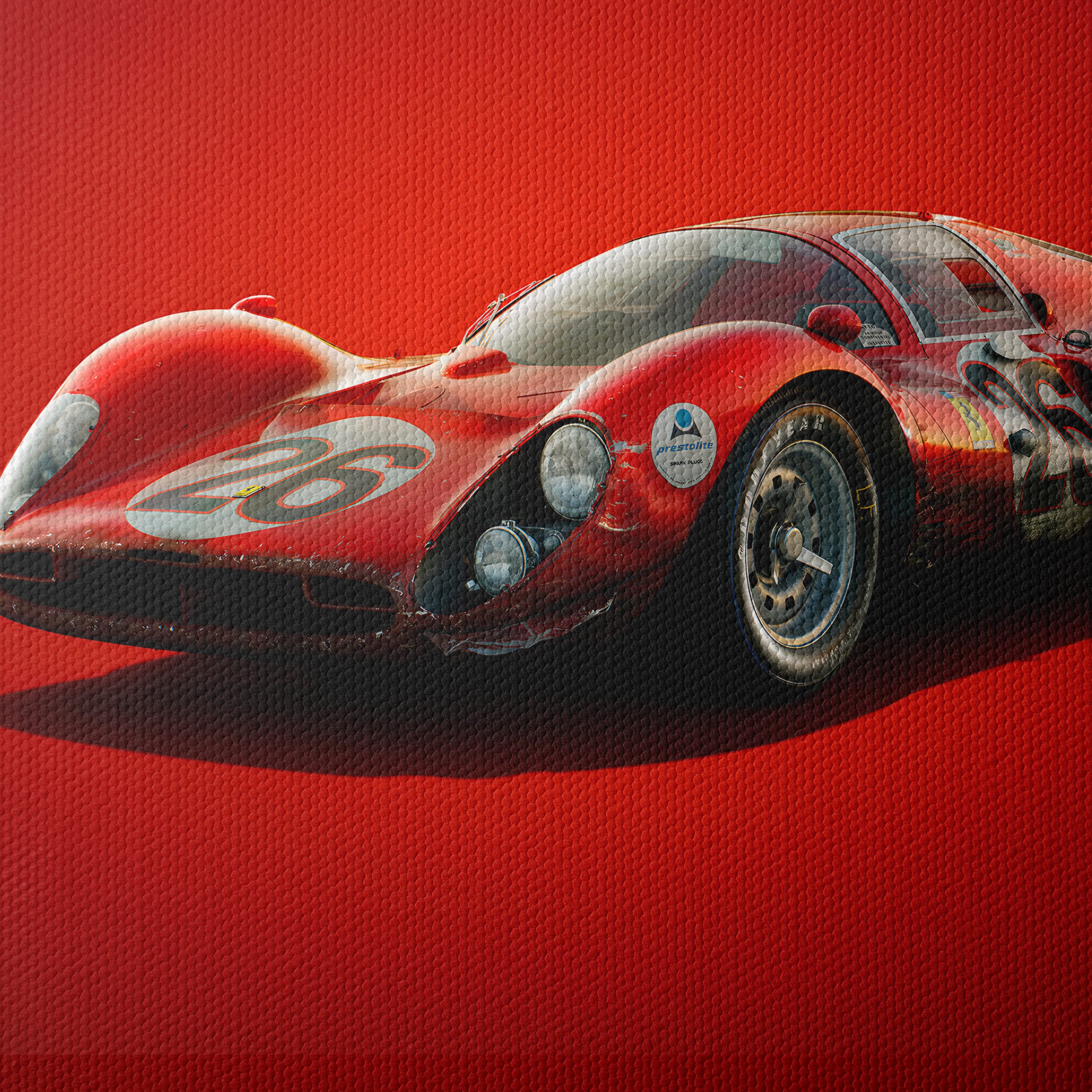 Vintage Racing Car on Bold Red Background - Image 4