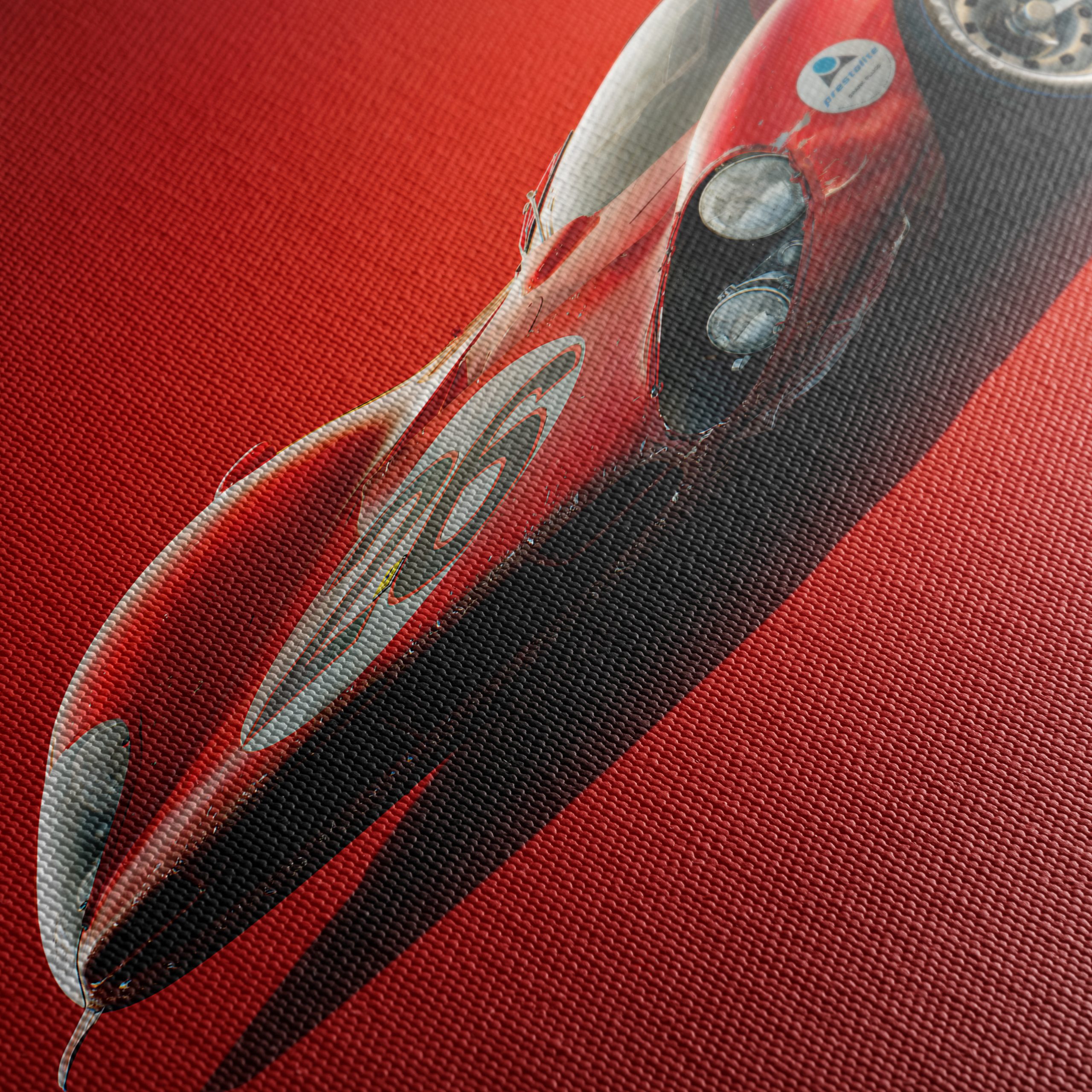 Vintage Racing Car on Bold Red Background - Image 5