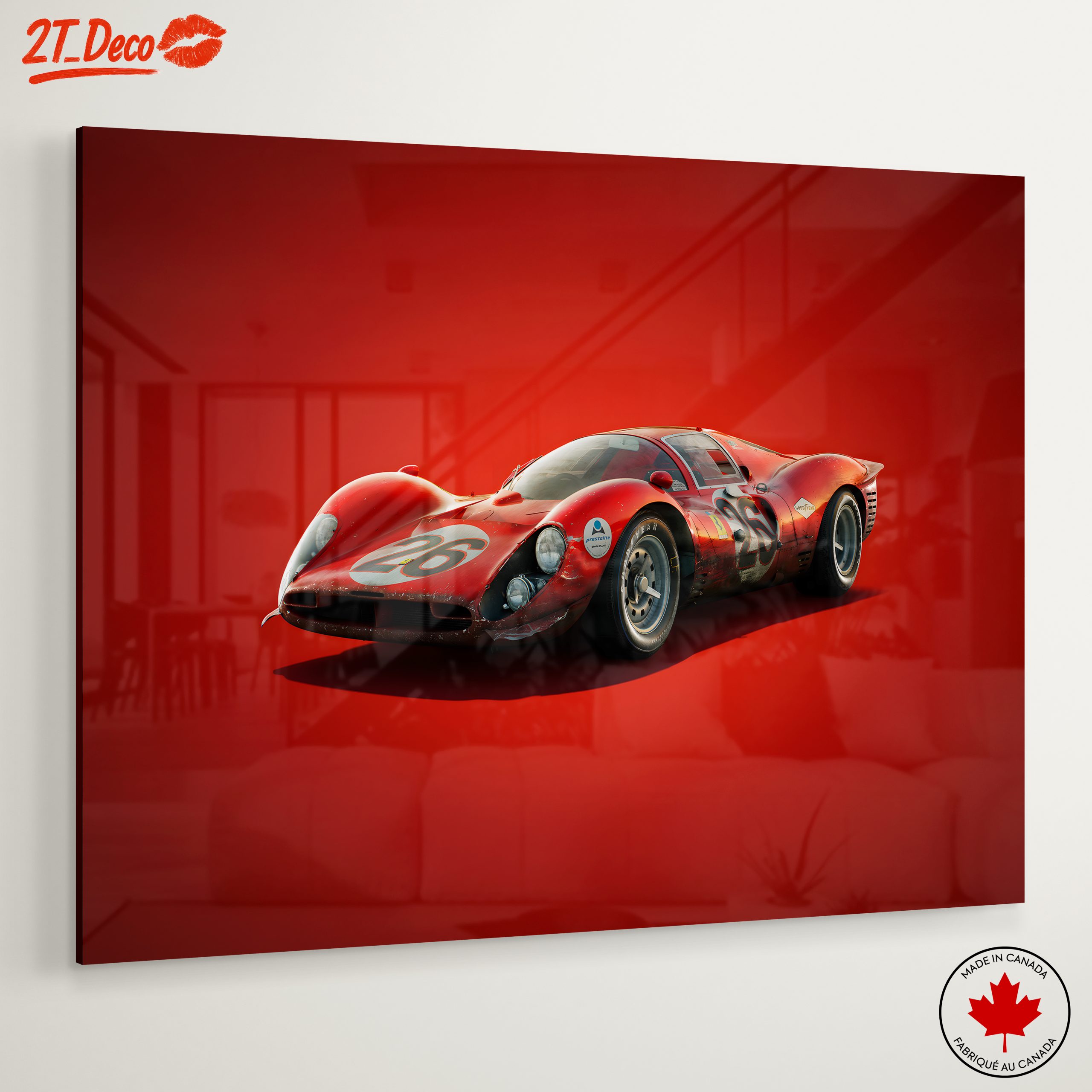 Vintage Racing Car on Bold Red Background - Image 6