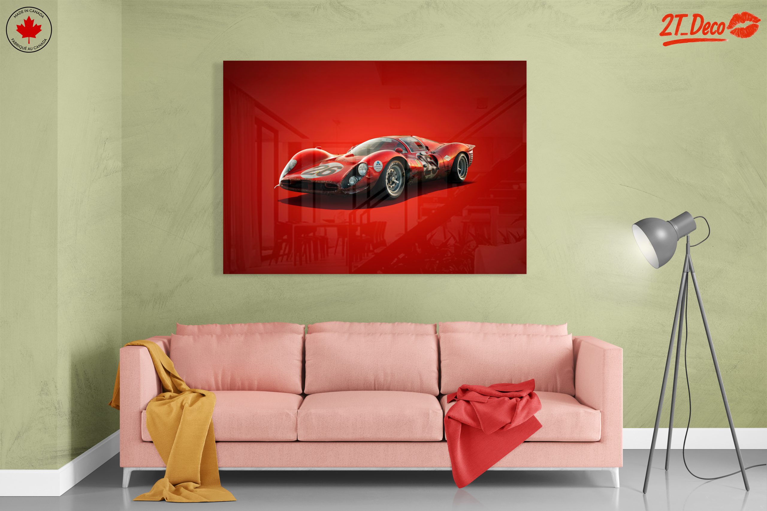 Vintage Racing Car on Bold Red Background - Image 7