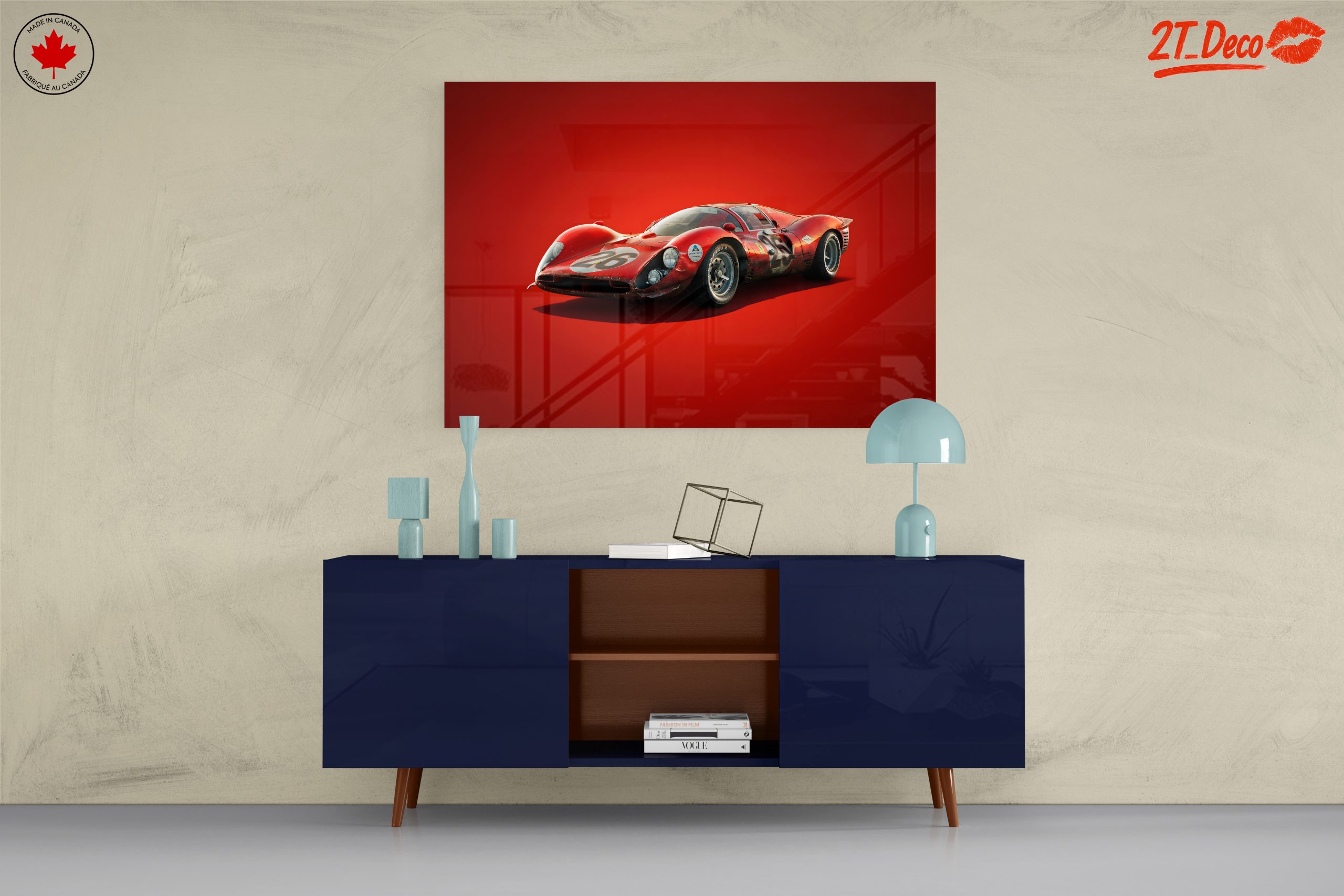 Vintage Racing Car on Bold Red Background - Image 8