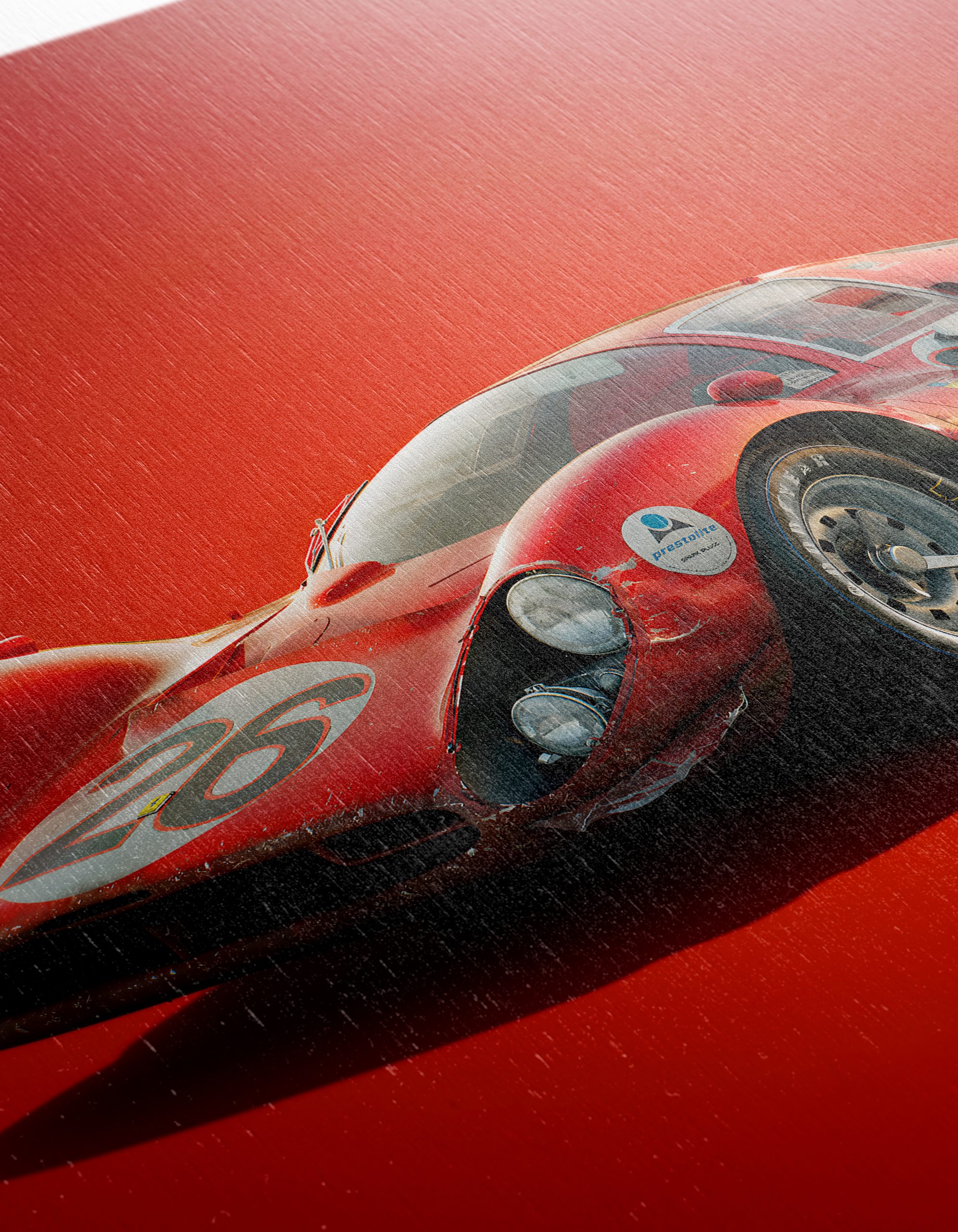 Vintage Racing Car on Bold Red Background - Image 12