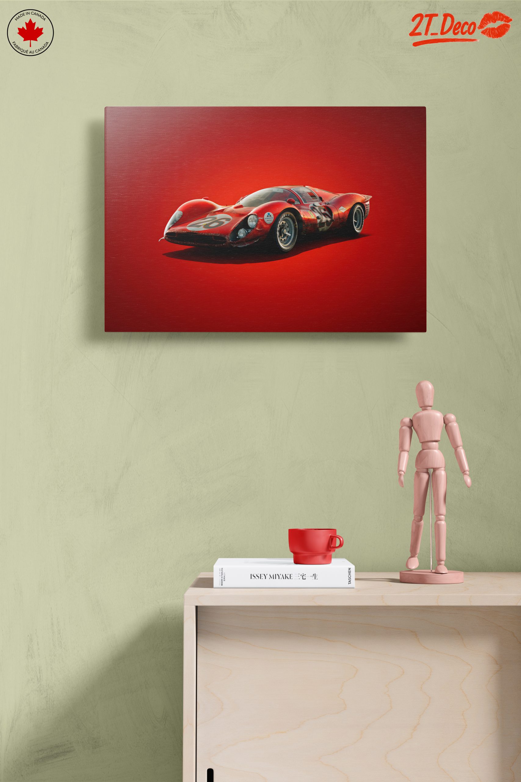 Vintage Racing Car on Bold Red Background - Image 14