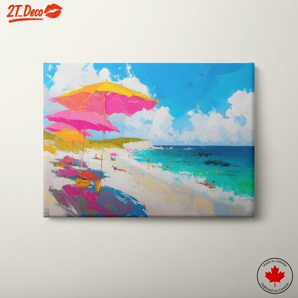 Vibrant Beach Scene with Colorful Umbrellas 2