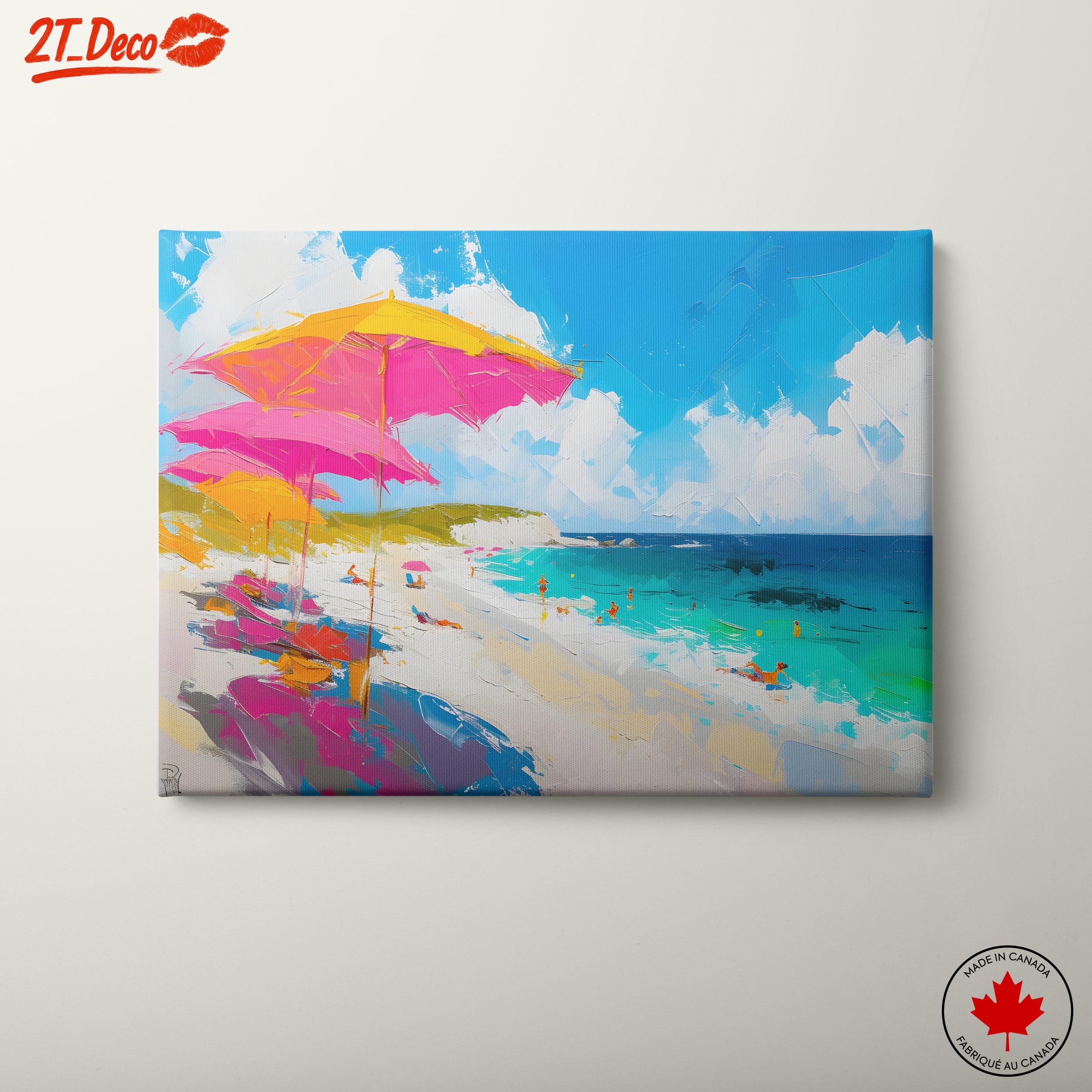 Vibrant Beach Scene with Colorful Umbrellas 2