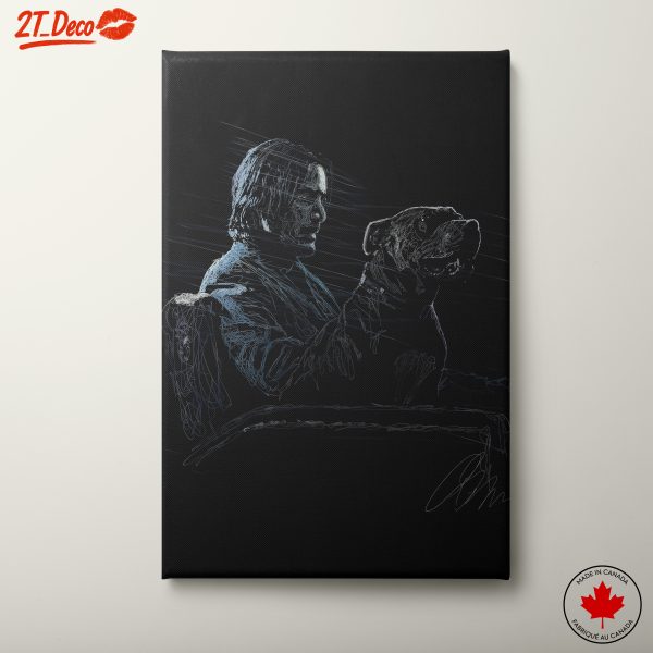 Stylized Portrait with Dog in Abstract Lines