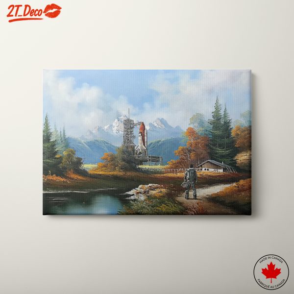 Scenic Fantasy Space Landscape with Astronaut
