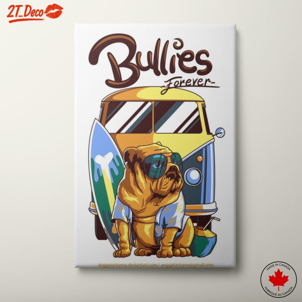 Cool Dog Artwork with Vintage Van