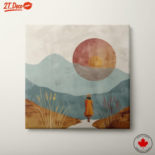 Abstract Landscape with Sunset and Figure