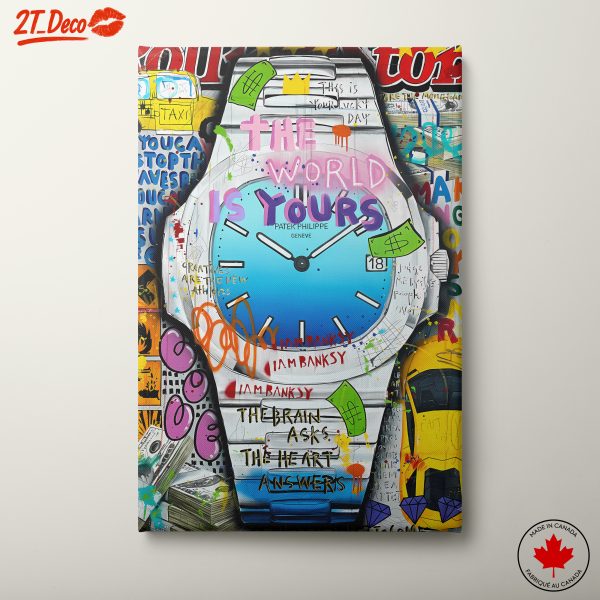 Stylized Watch Art with Colorful Graphics