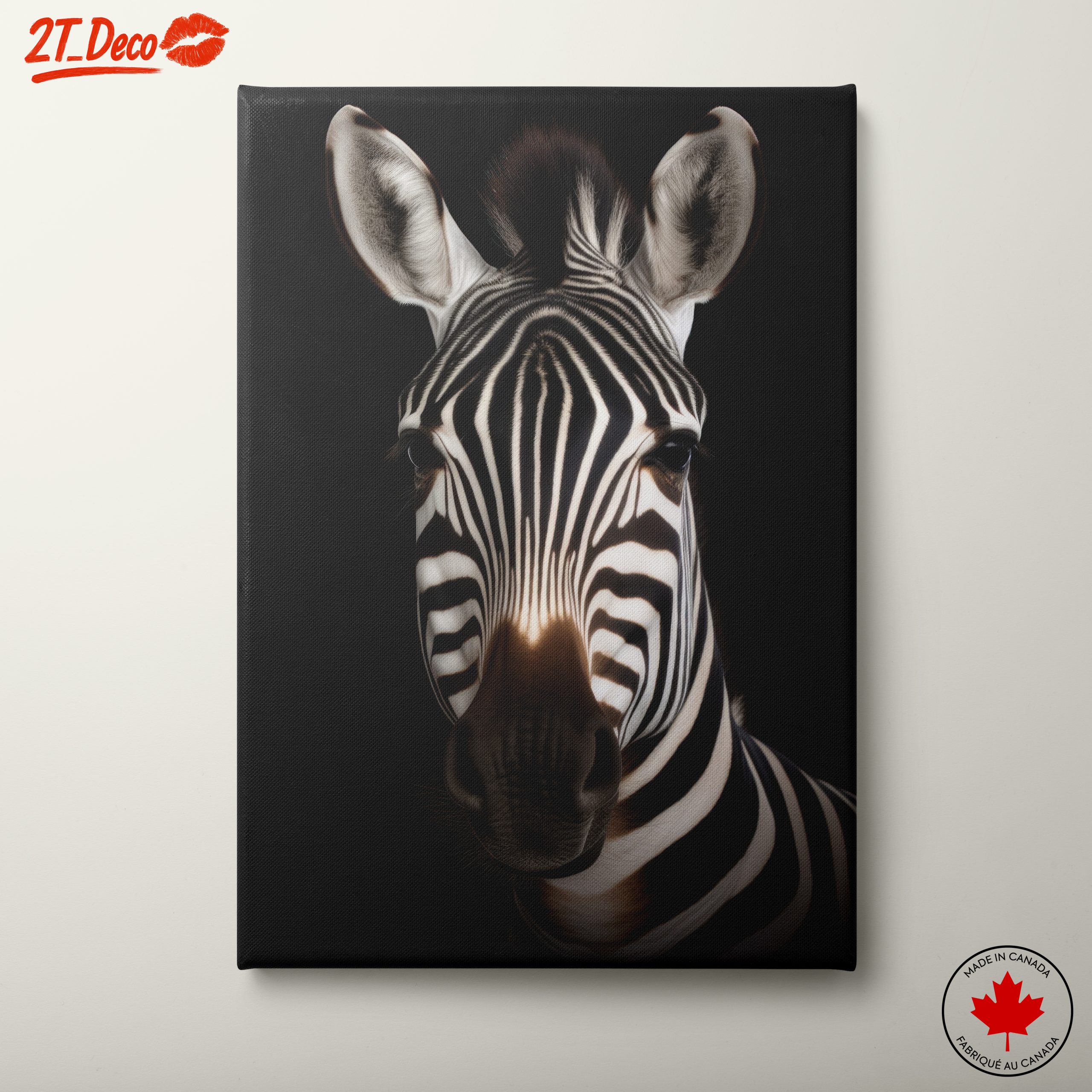 Striking Zebra Portrait in Black and White