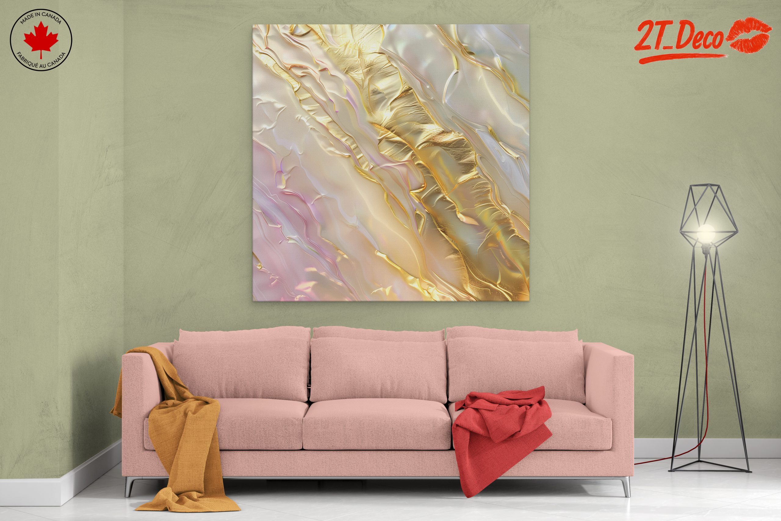 Abstract Gold and Pastel Fluid Art - Image 2