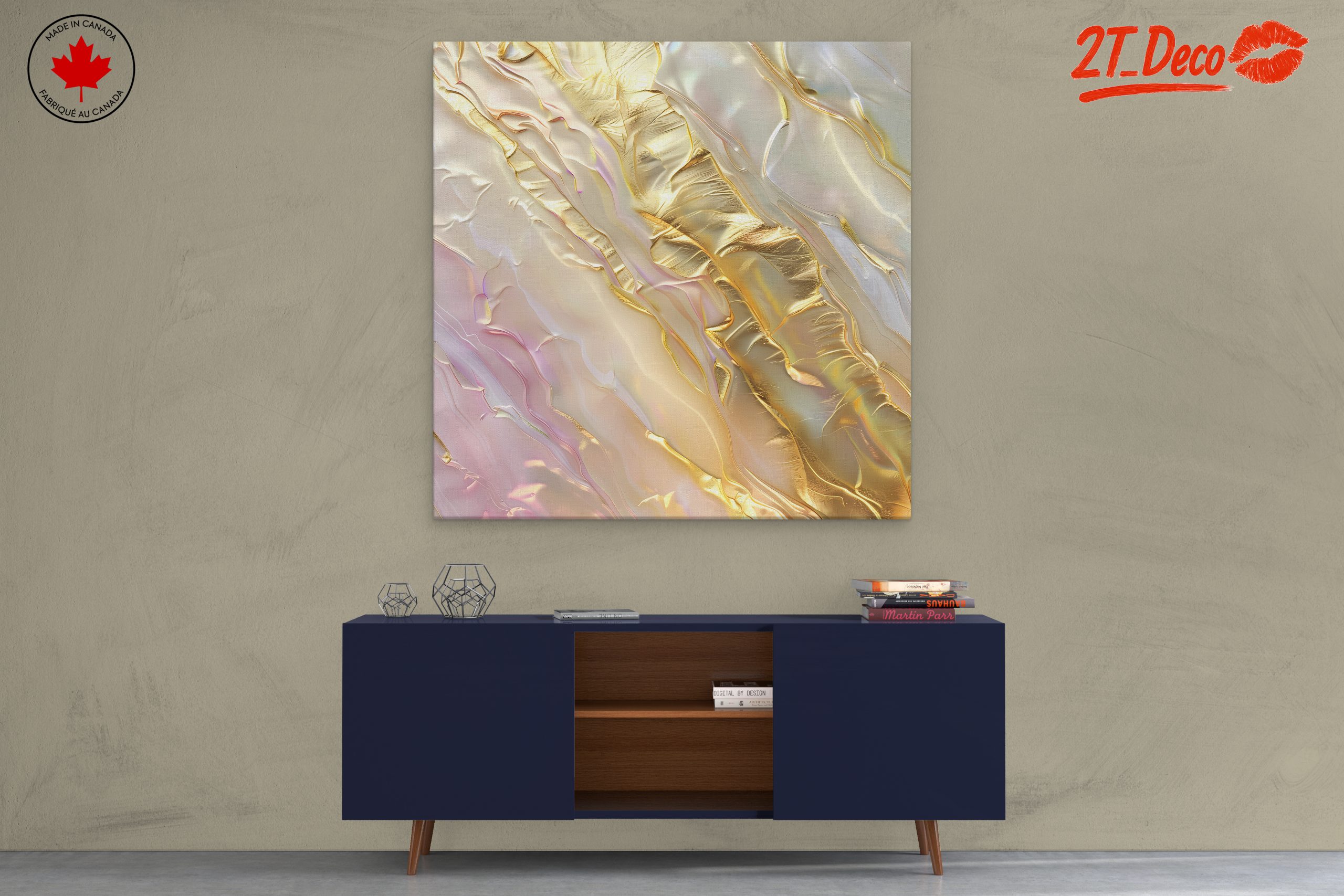 Abstract Gold and Pastel Fluid Art - Image 3