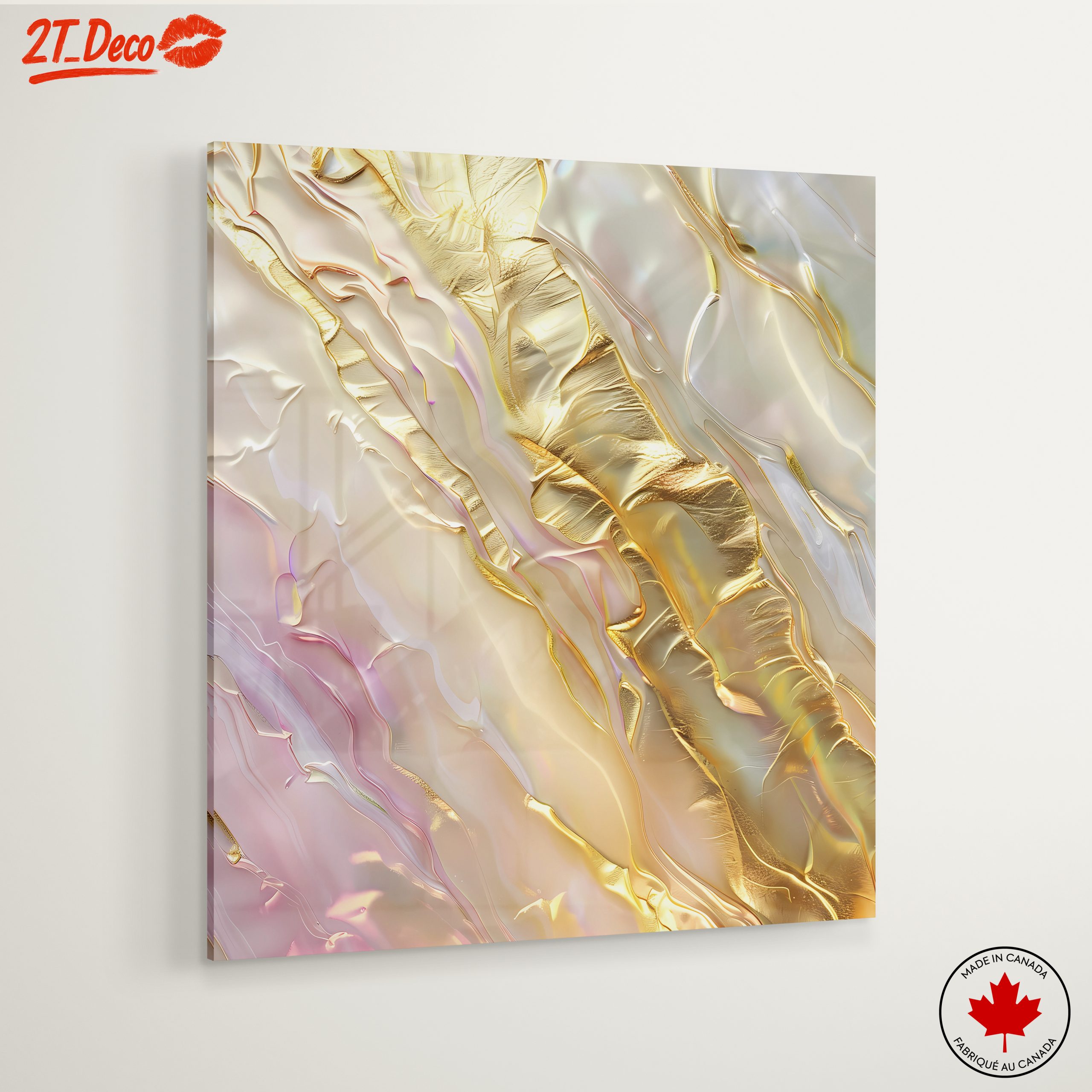 Abstract Gold and Pastel Fluid Art - Image 6