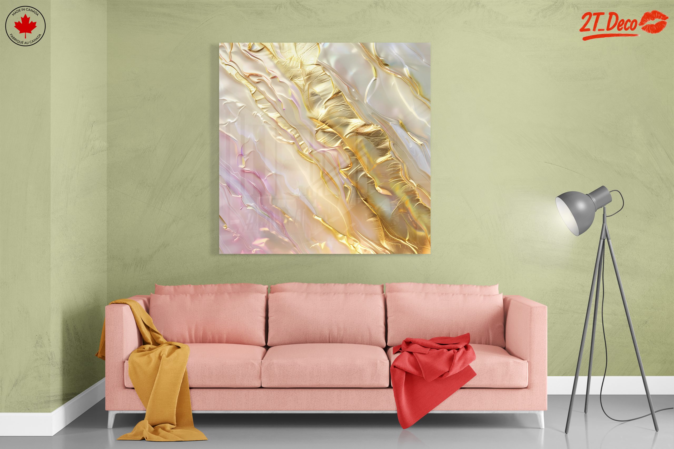 Abstract Gold and Pastel Fluid Art - Image 7