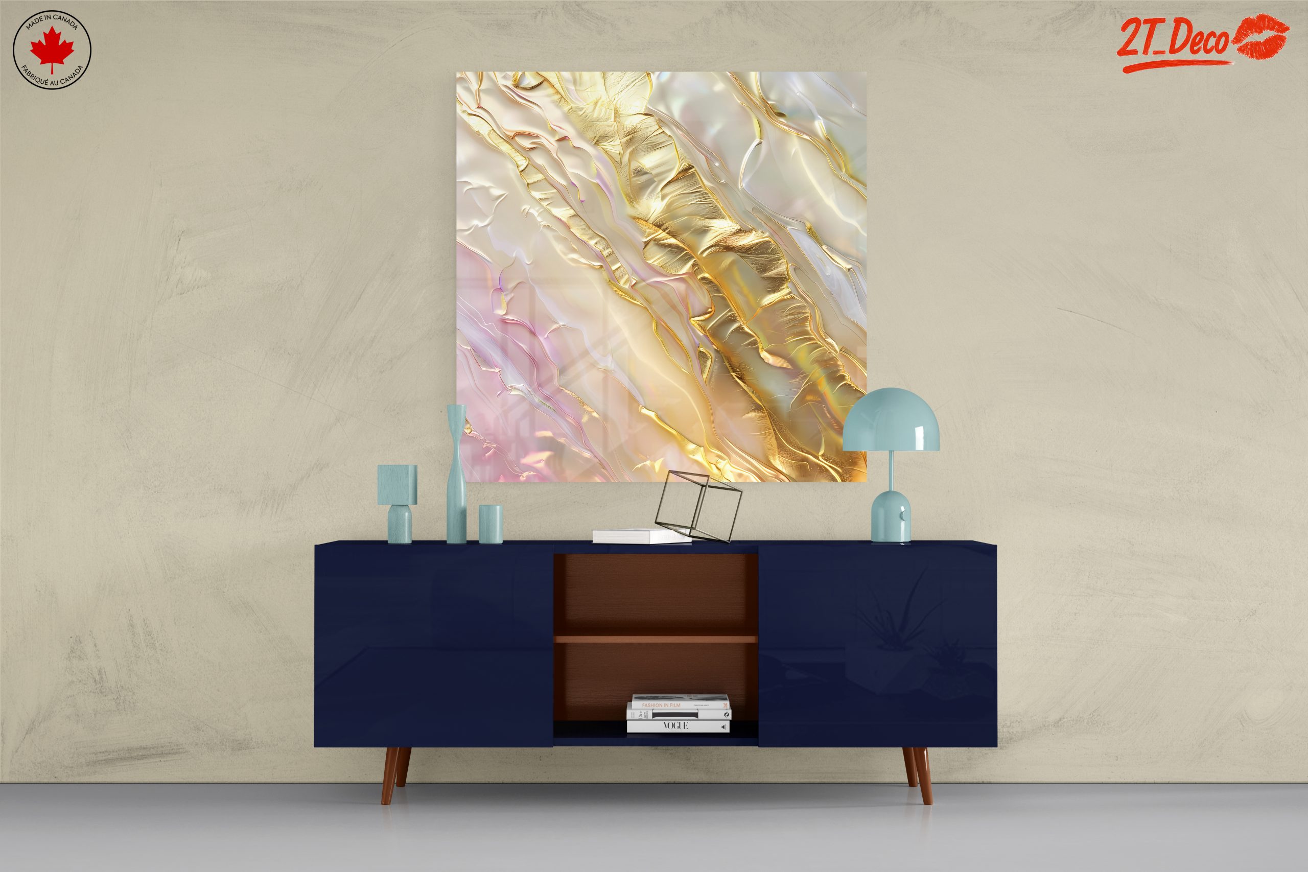 Abstract Gold and Pastel Fluid Art - Image 8