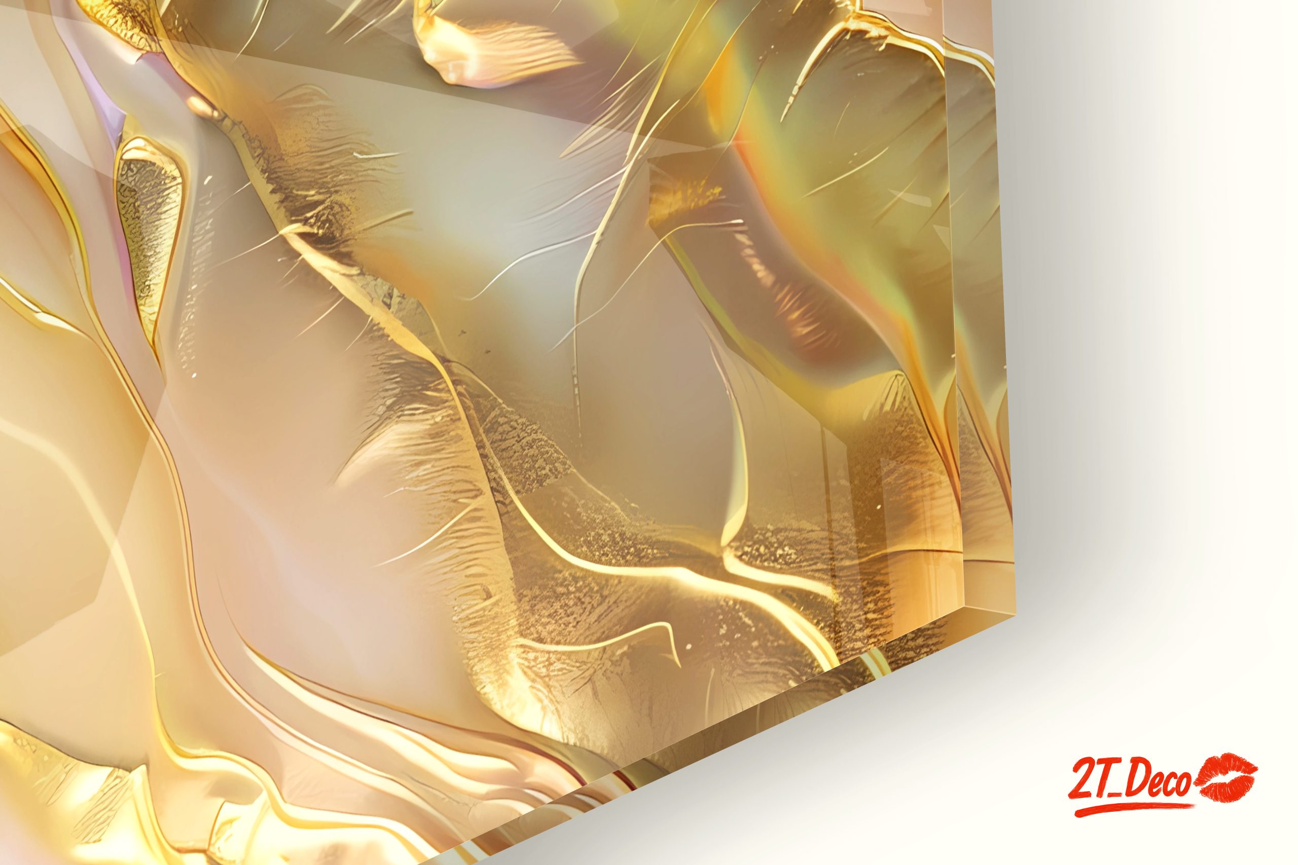 Abstract Gold and Pastel Fluid Art - Image 9