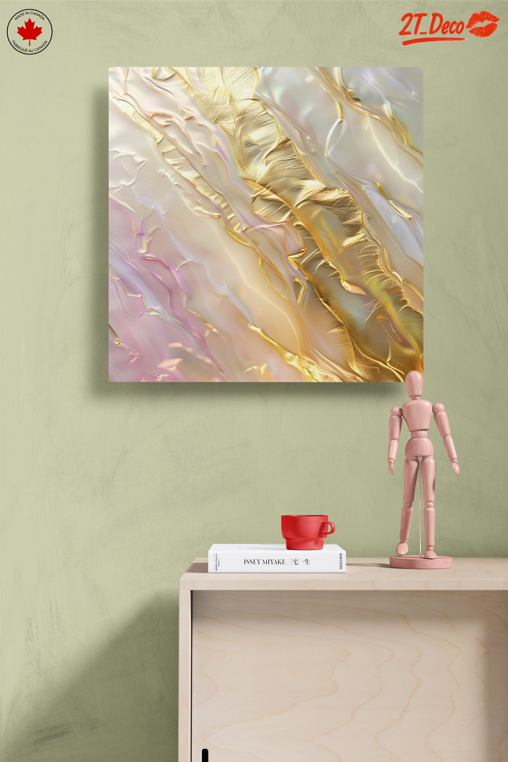 Abstract Gold and Pastel Fluid Art - Image 14