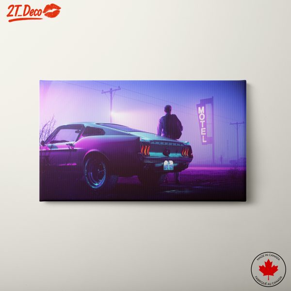 Classic Car Neon Motel Scene