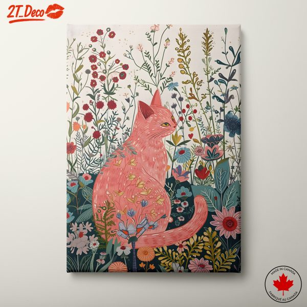 Whimsical Cat Amongst Flowers