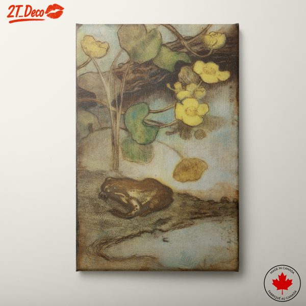 Abstract Botanical Art with Frog and Flowers