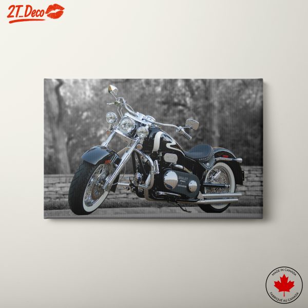 Stylish Black and Chrome Motorcycle Art