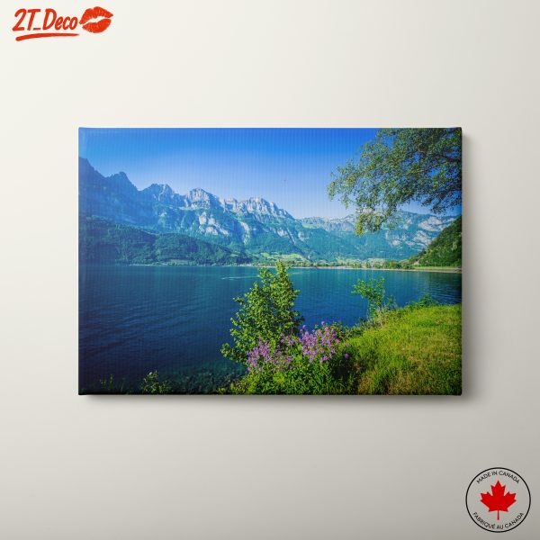Serene Mountain Lake Landscape Art