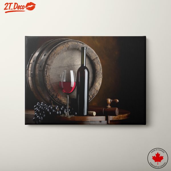 Wine Bottle and Glass on Barrel