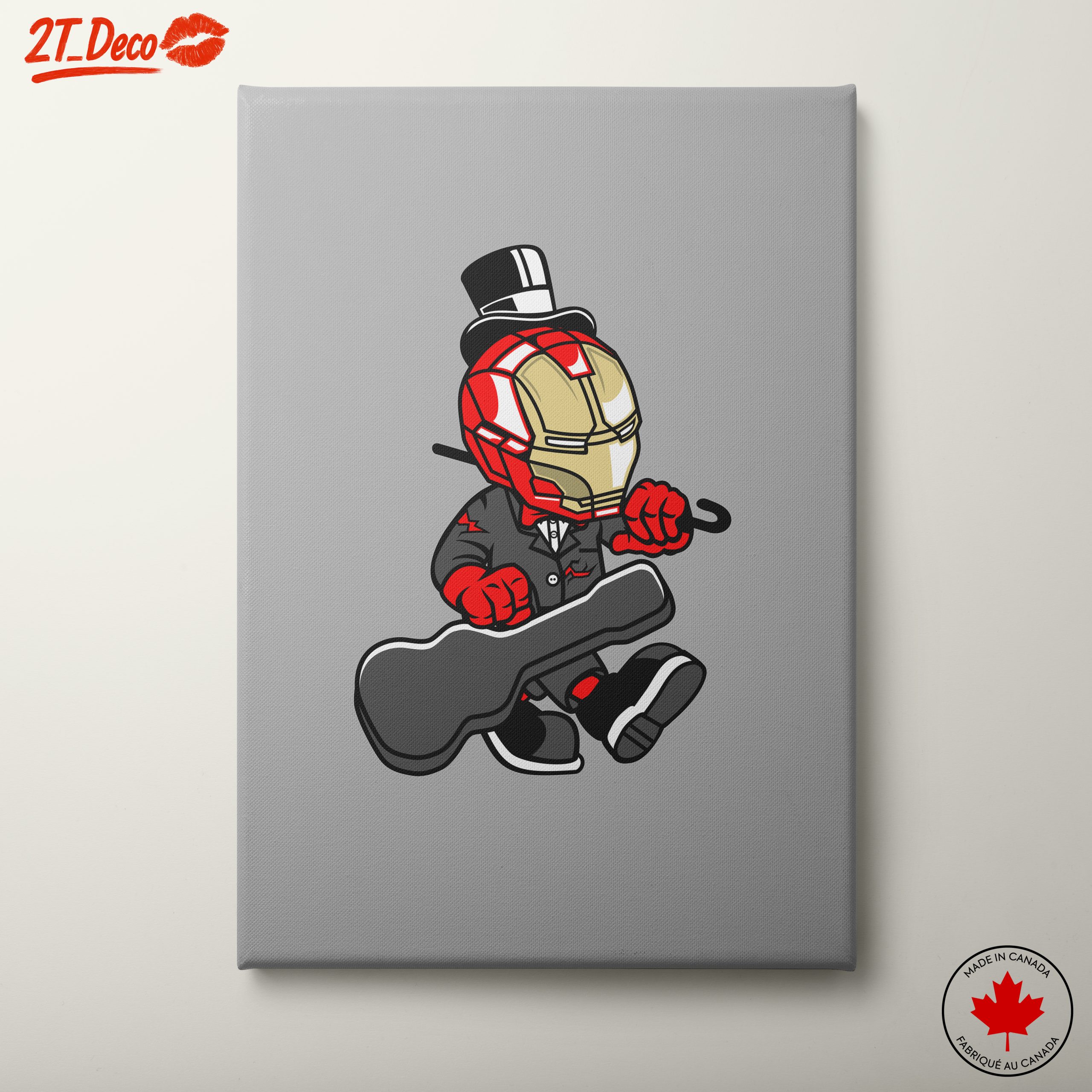 Funny Superhero Character Playing Guitar