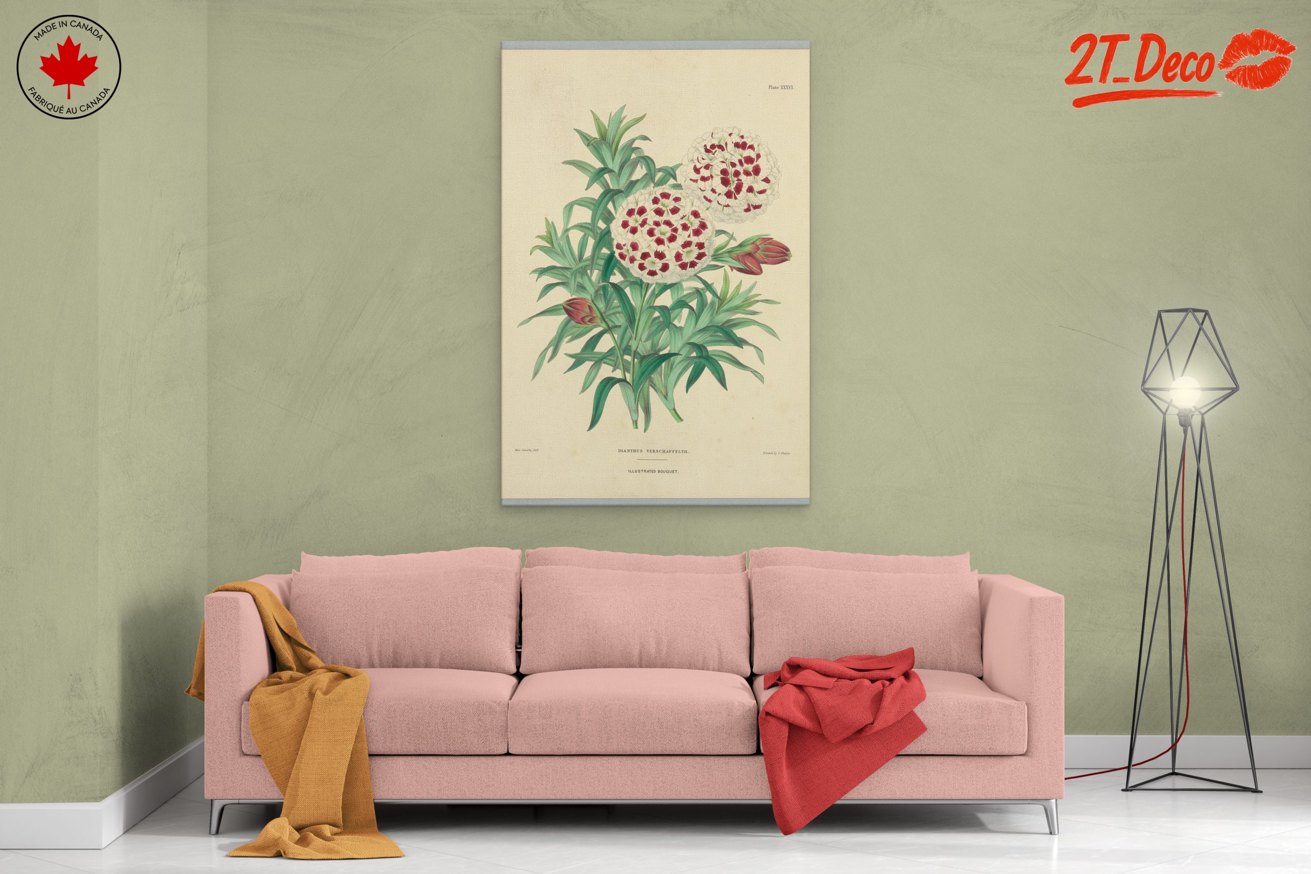 Illustrated Bouquet of Dianthus Flowers - Image 2