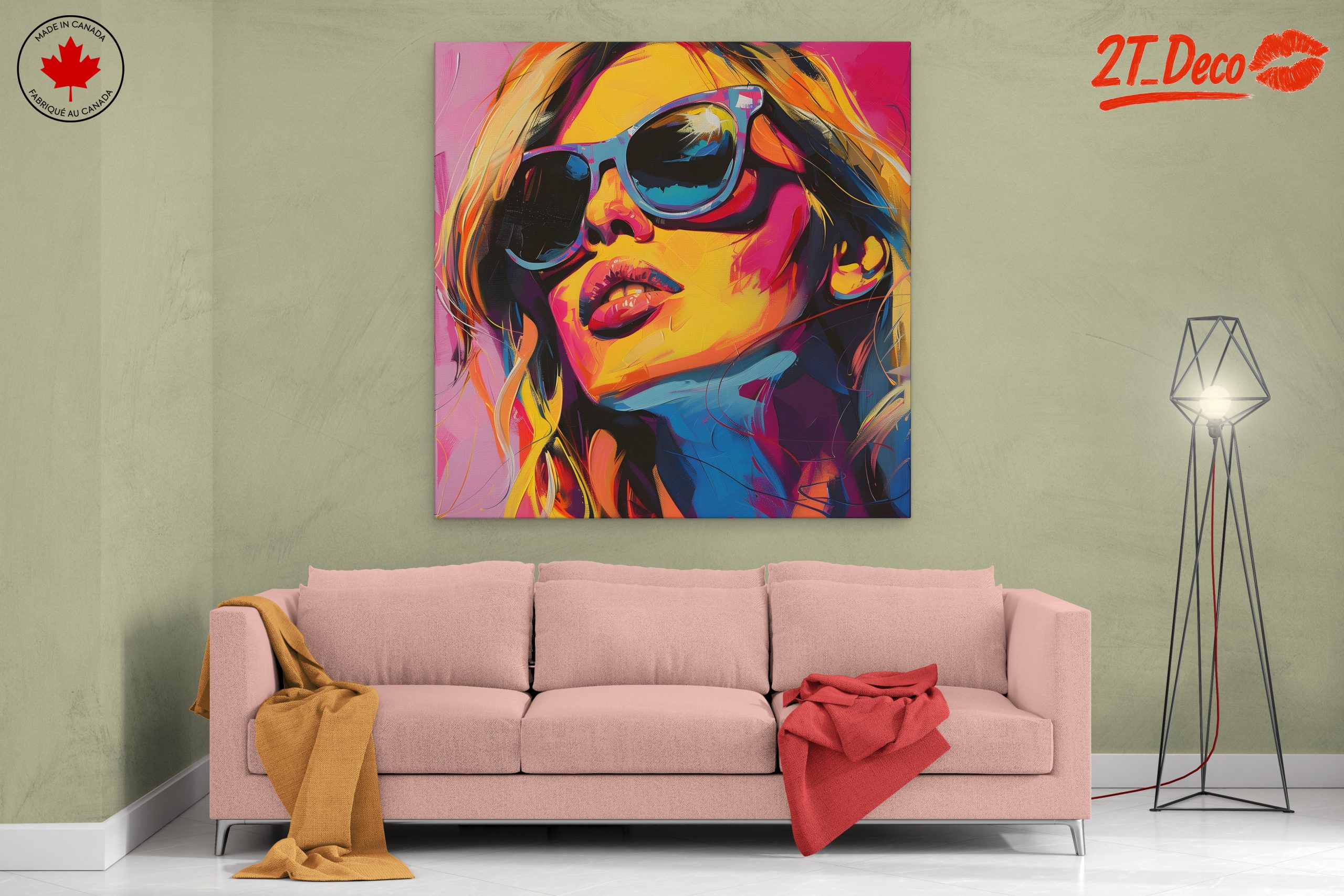 Vibrant Modern Portrait of a Woman in Sunglasses - Image 2