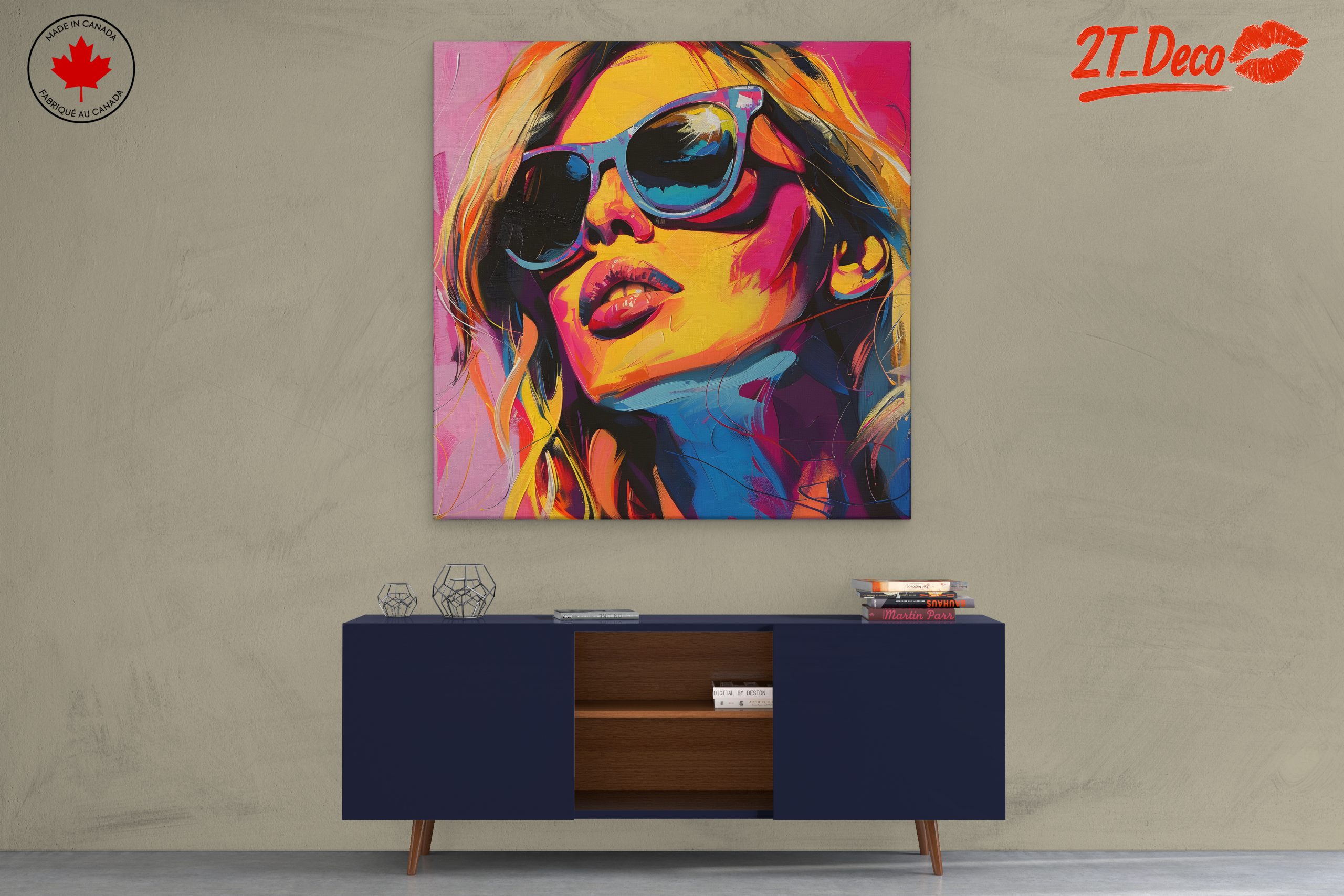 Vibrant Modern Portrait of a Woman in Sunglasses - Image 3