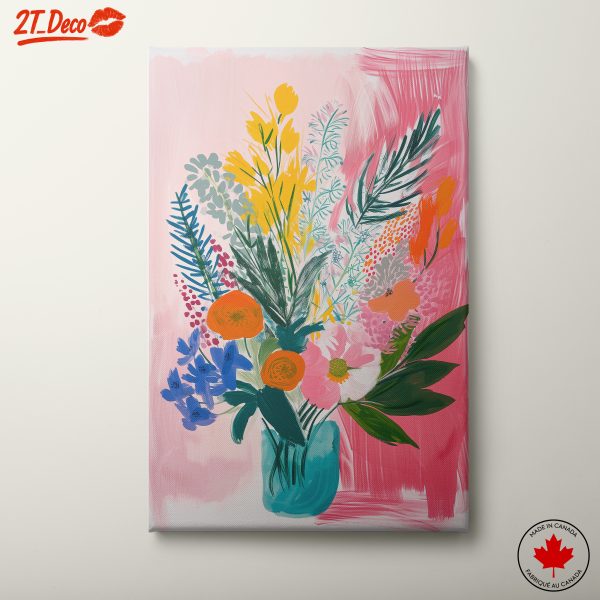 Vibrant Floral Arrangement on Pink Background