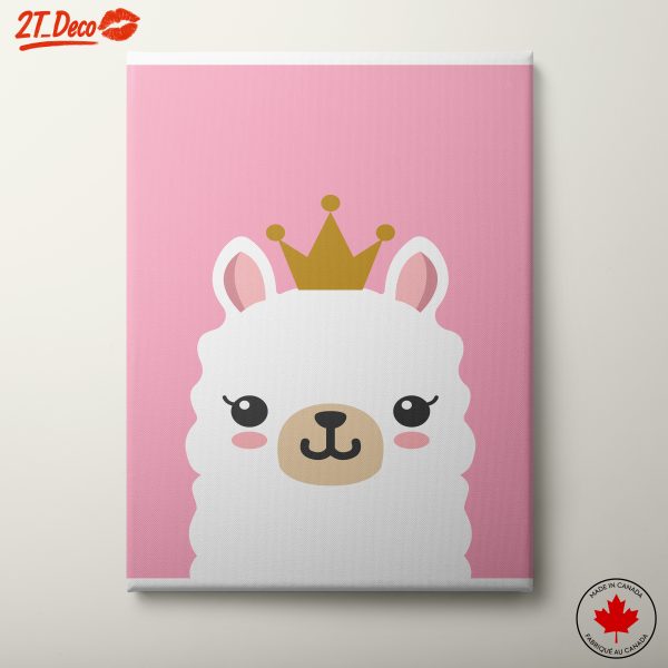 Cute Llama Illustration with Crown