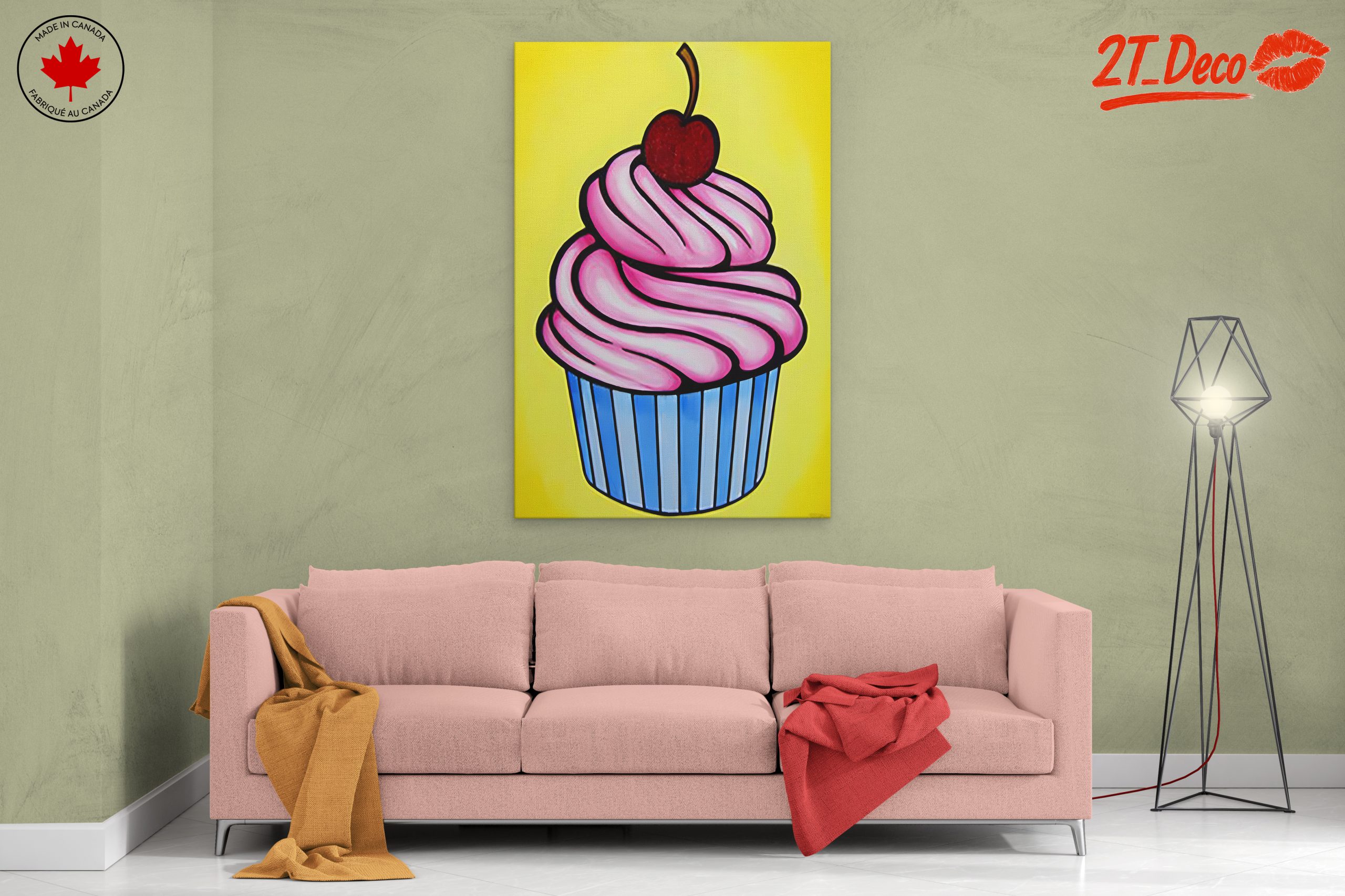 Vibrant Cupcake Art with Cherry - Image 2