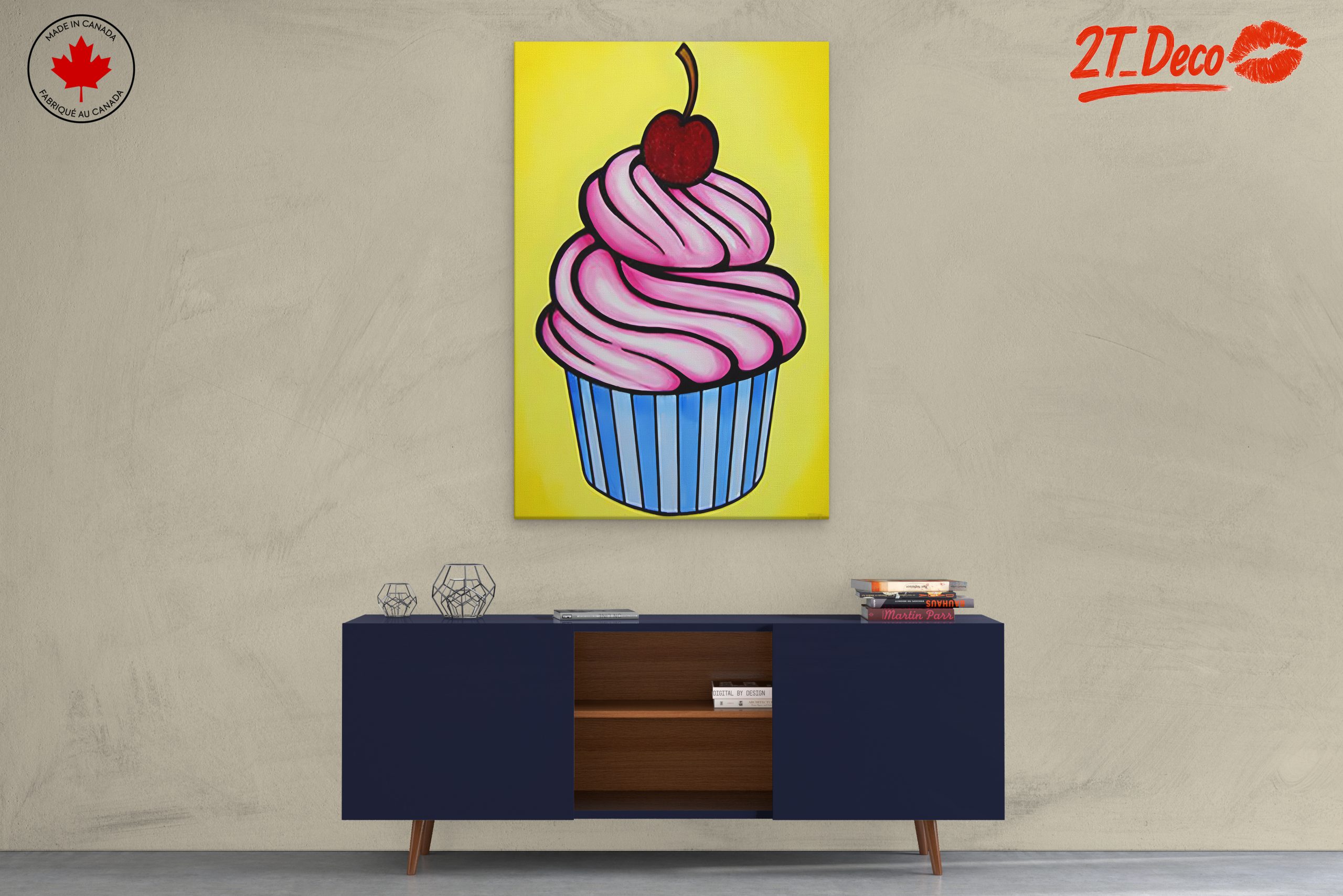 Vibrant Cupcake Art with Cherry - Image 3