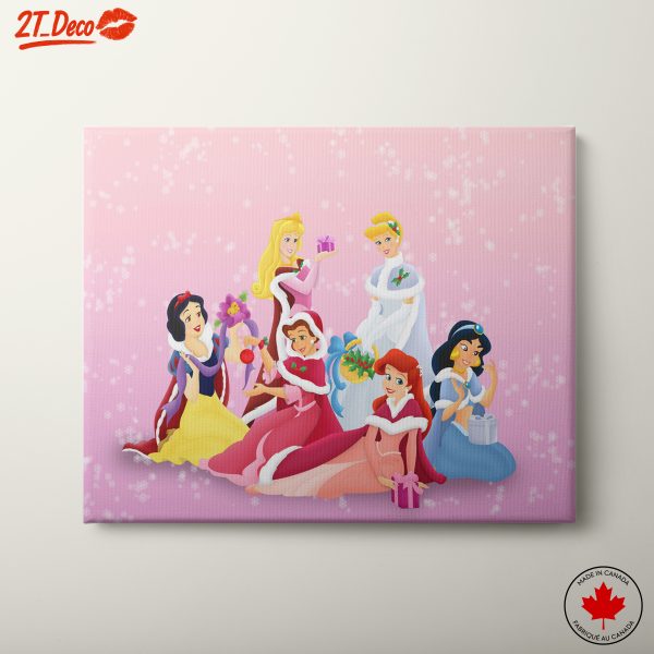 Elegant Disney Princesses in Holiday Attire