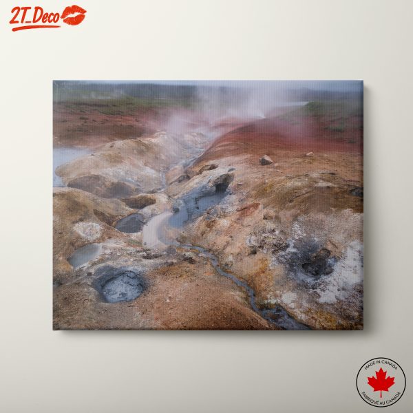 Geothermal Landscape with Steam and Water