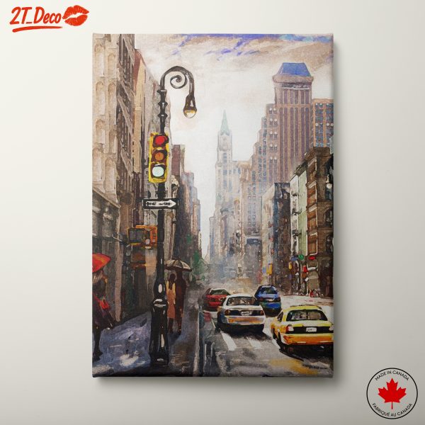 City Street Scene with Traffic and Lights