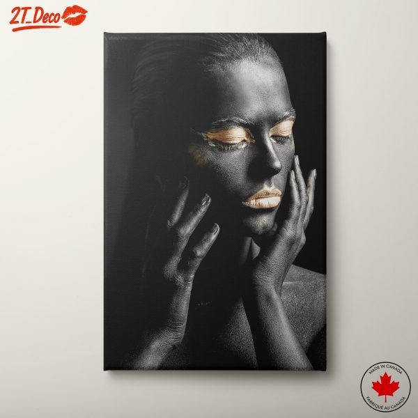 Afro Art Portrait with Gold Accents