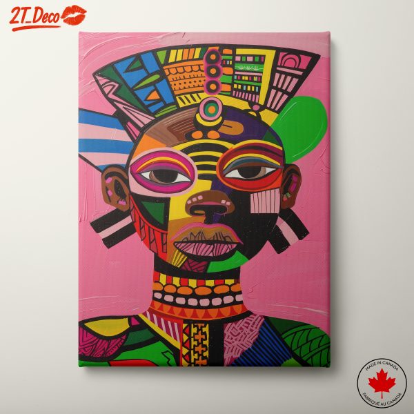 Vibrant Afro Art Portrait with Colorful Patterns
