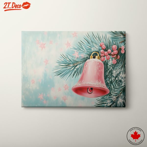 Festive Pink Bell with Pine and Stars