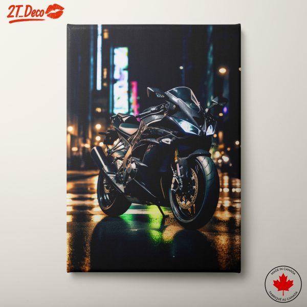 Sleek Motorcycle in Urban Night Scene
