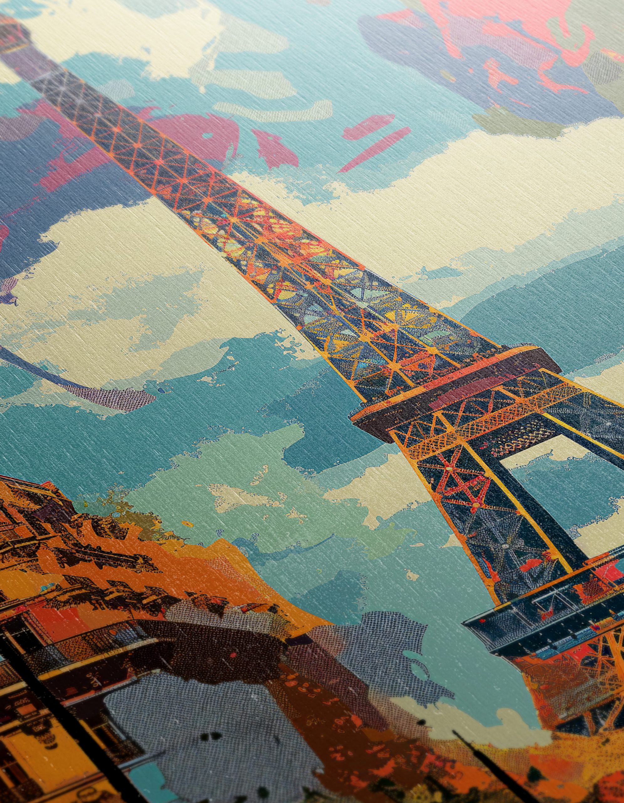 Vibrant Eiffel Tower Cityscape Art - Image 12